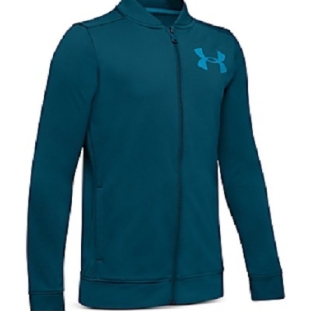 Under Armour Youth Large Full Zip Pennant Jacket Boys Loose Aqua Blue